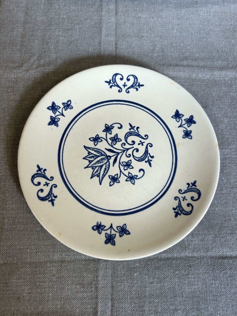 Blue Floral Accent Plate - White and Blue Ceramic